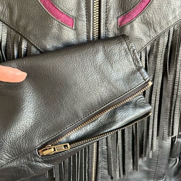 Leather Embroidered and Fringed Jacket - Picture 5 of 8